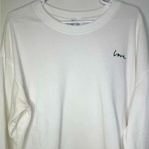 Lightweight Black embroidered “Love” White Sweatshirt by H&M Women’s Size XL